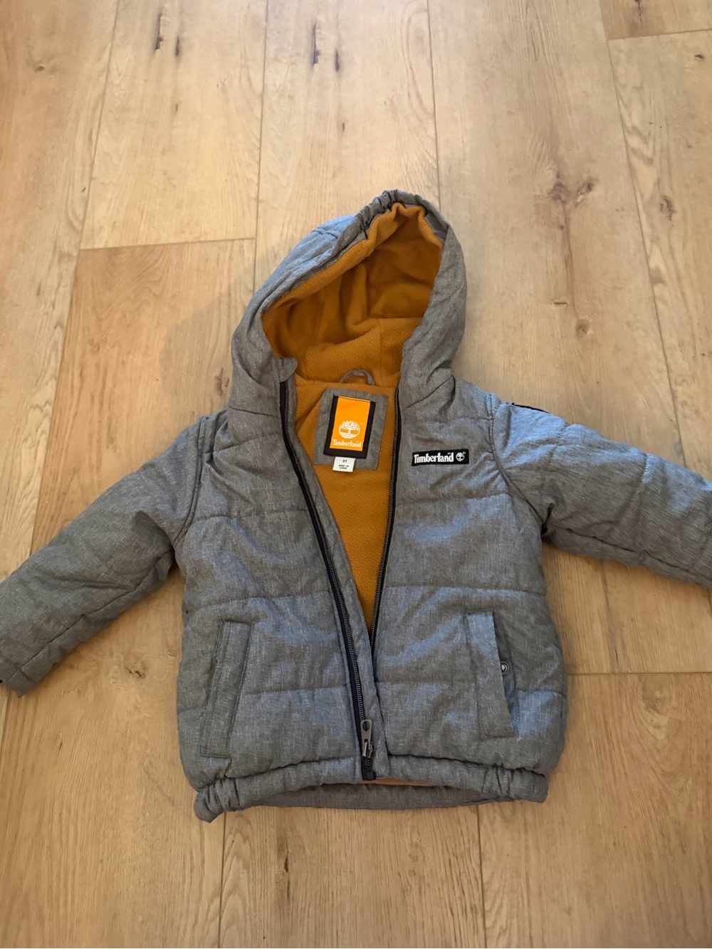 Timberland Toddler Gray Jacket with Orange Fleece
